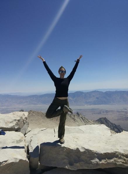 O’Neal at the summit of Mount Whitney. At 14,505 feet above sea level, it is the tallest mountain in the contiguous United States.