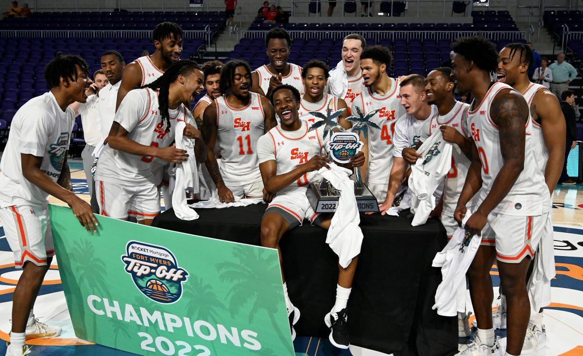 Sam Houston  takes on South Dakota during the Palms Division Championship game of the 2022 Rocket Mortgage Fort Myers Tip-Off college basketball tournament.