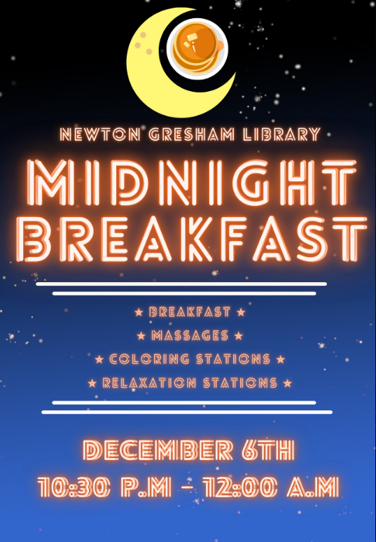 Midnight breakfast at the library