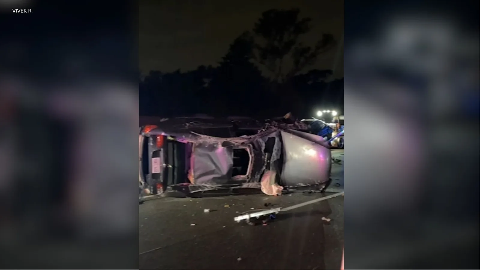 Tow trucks and overturned vehicles after a wrong-way five-car crash on Interstate 280 in Los Altos