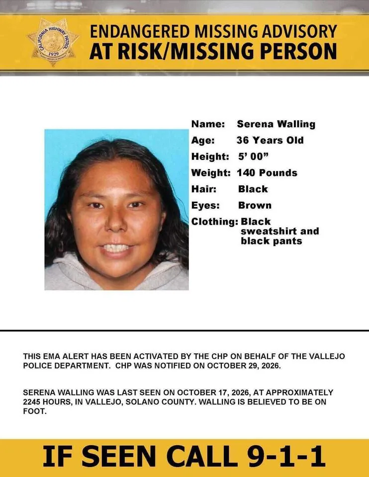 California Highway Patrol cruiser lights at night during a missing person alert