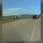Dash cam footage shows a semi-truck flipping on Interstate 35 near Ardmore, Oklahoma