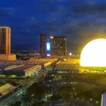 Dark storm clouds over southern Nevada with rain and lightning risk